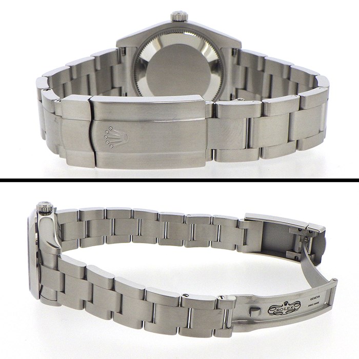 ロレックス Rolex 腕時計 オイスター パーペチュアル 31mm 177200 ルーレット刻印 ピンク 夜光インデックス ブラック文字盤 SS 自動巻き 【箱・保付き】 【中古】