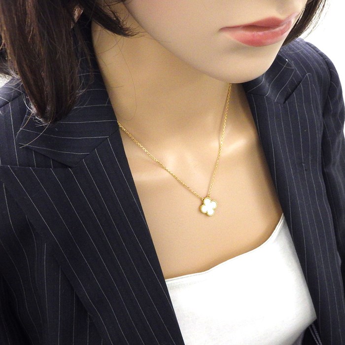 ヴァンクリーフ&アーペル Van Cleef & Arpels ネックレス ヴィンテージ アルハンブラ VCARA45900 ホワイト シェル K18YG 【中古】