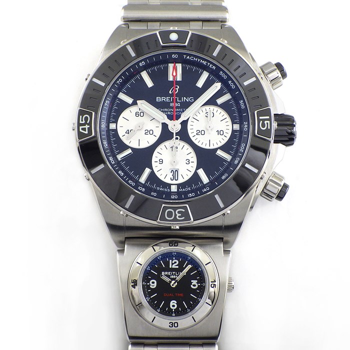 ブライトリング Breitling 腕時計 スーパー クロノマット B01 44mm AB0136251B1A2/AB0136 デュアルタイム表示 クロノグラフ デイト スモールセコンド 裏スケ 回転ベゼル 夜光インデックス/針 ブラック文字盤 SS セラミック 自動巻き 【箱・保付き】 【中古】