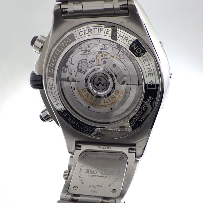 ブライトリング Breitling 腕時計 スーパー クロノマット B01 44mm AB0136251B1A2/AB0136 デュアルタイム表示 クロノグラフ デイト スモールセコンド 裏スケ 回転ベゼル 夜光インデックス/針 ブラック文字盤 SS セラミック 自動巻き 【箱・保付き】 【中古】