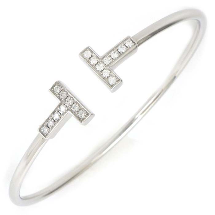 ティファニー Tiffany & Co. バングル Tワイヤー ミディアム 60010748 ダイヤモンド 計0.24ct K18WG 【中古】