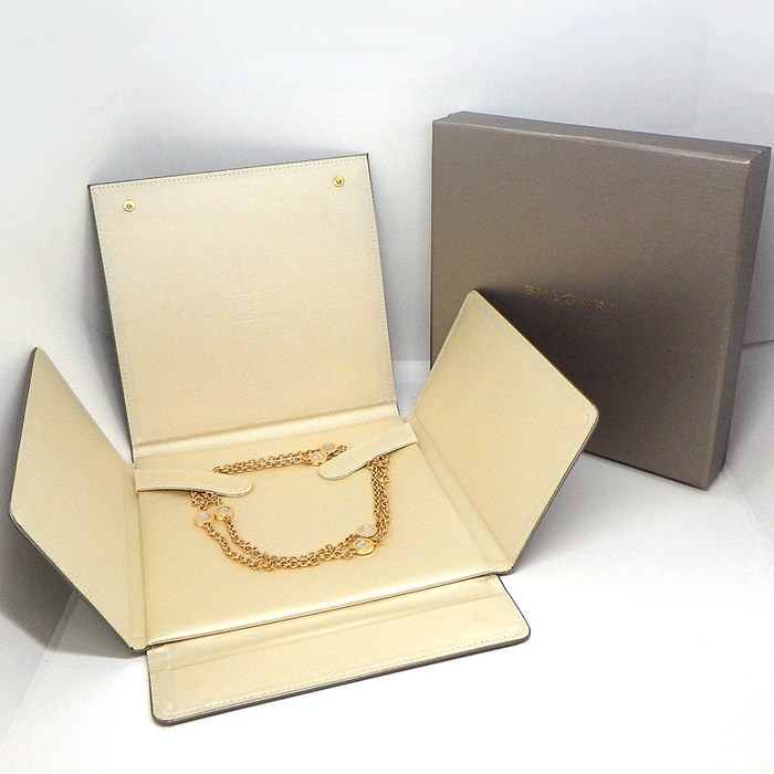 ブルガリ BVLGARI ロングネックレス BB 6モチーフ ステーション ラウンド ダイヤモンド ホワイト シェル K18PG 【中古】