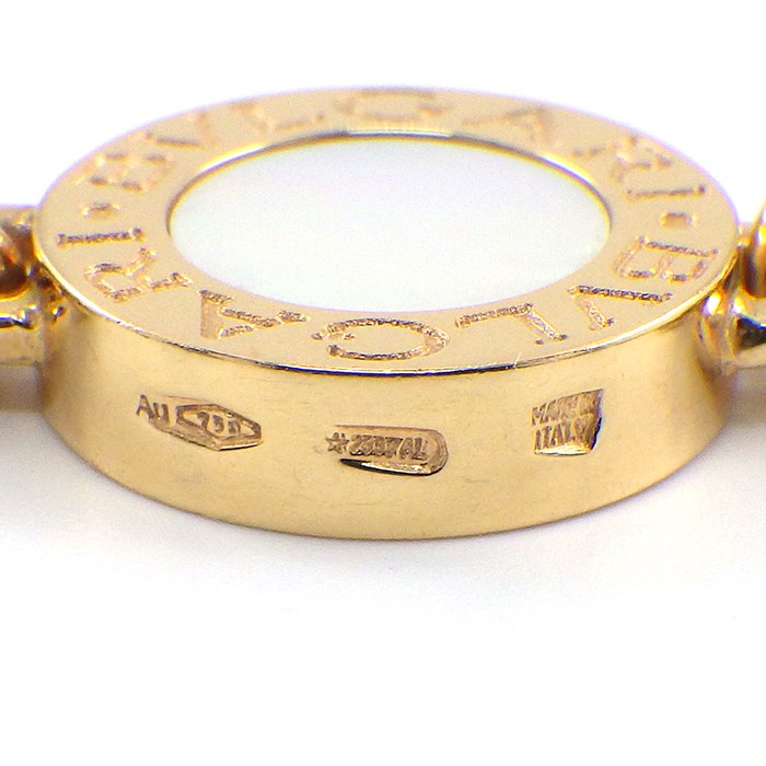 ブルガリ BVLGARI ロングネックレス BB 6モチーフ ステーション ラウンド ダイヤモンド ホワイト シェル K18PG 【中古】