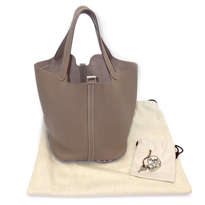 エルメス HERMES ハンドバッグ ピコタン ロック MM Z刻印 2021年 エトゥープ トリヨンクレマンス シルバー金具 【中古】