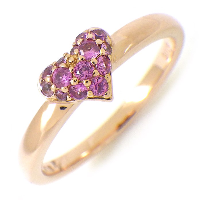 ポンテヴェキオ Ponte Vecchio リング ハート モチーフ パヴェ ピンクサファイア 計0.19ct K18PG 10.5号 【中古】
