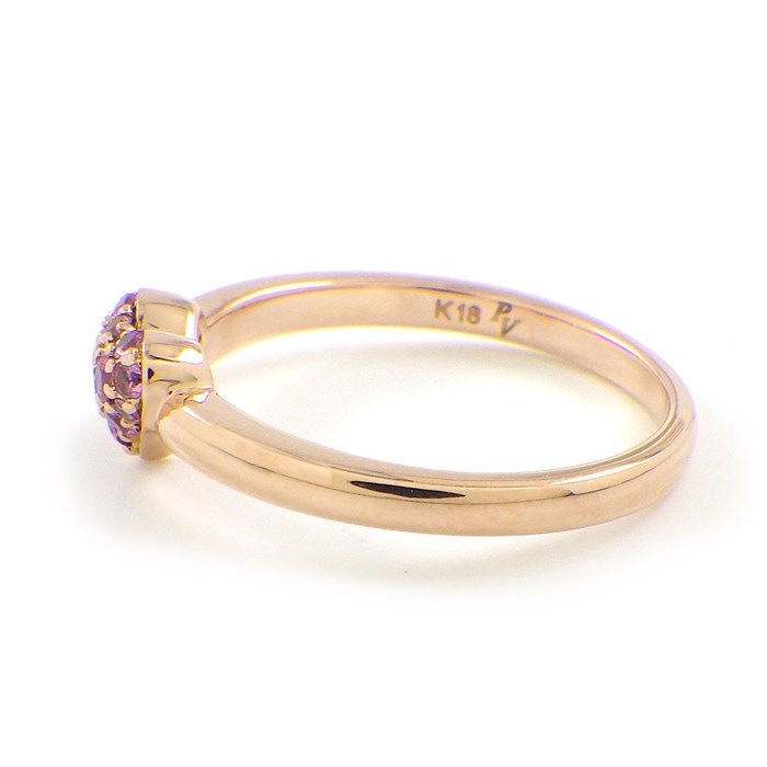 ポンテヴェキオ Ponte Vecchio リング ハート モチーフ パヴェ ピンクサファイア 計0.19ct K18PG 10.5号 【中古】