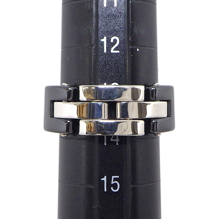 カルティエ Cartier リング マイヨン パンテール B4086253 3連 3ロウ チェーン パヴェ ダイヤモンド K18WG ブラック セラミック 黒 13.5号 / #53 【中古】