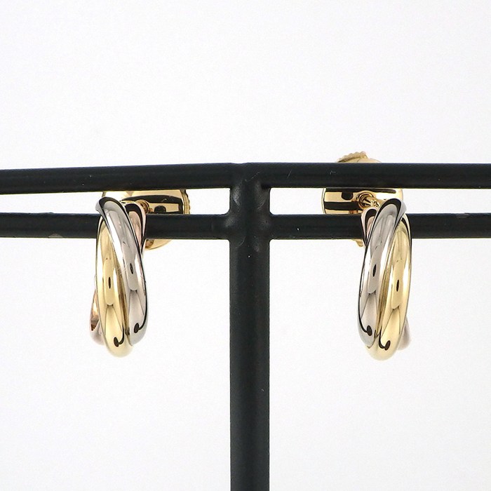 カルティエ Cartier ピアス トリニティ フープ スリーカラー K18PG K18WG K18YG 【中古】