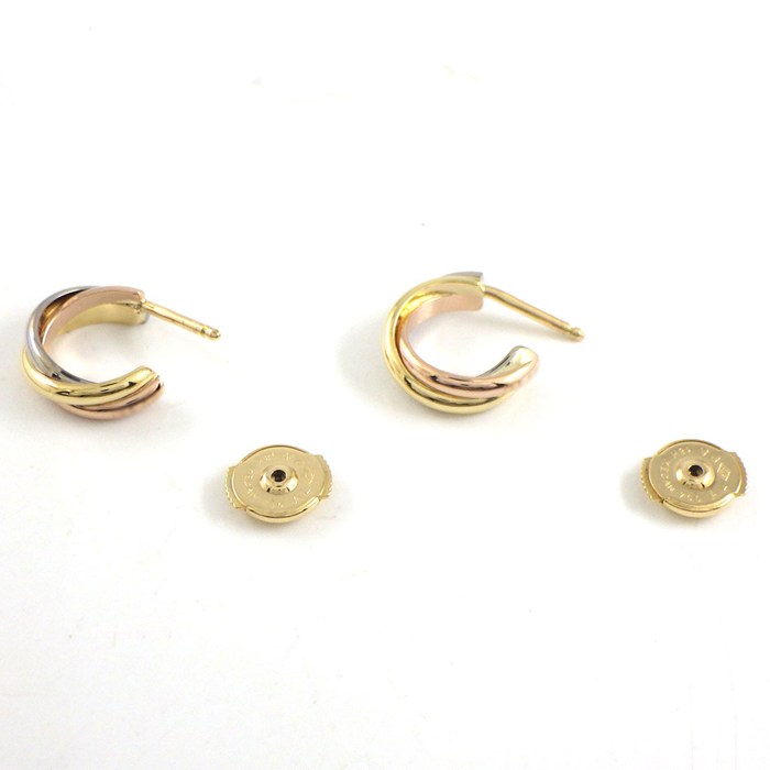 カルティエ Cartier ピアス トリニティ フープ スリーカラー K18PG K18WG K18YG 【中古】
