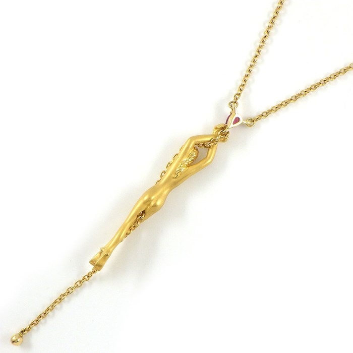 カレライカレラ Carrera y Carrera ネックレス サイレンス 女神モチーフ ルビー K18YG 【中古】
