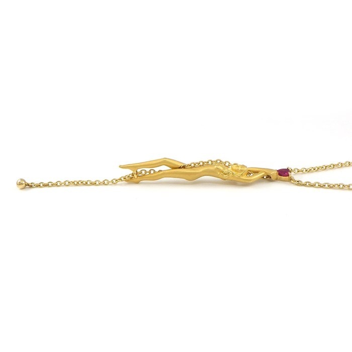 カレライカレラ Carrera y Carrera ネックレス サイレンス 女神モチーフ ルビー K18YG 【中古】