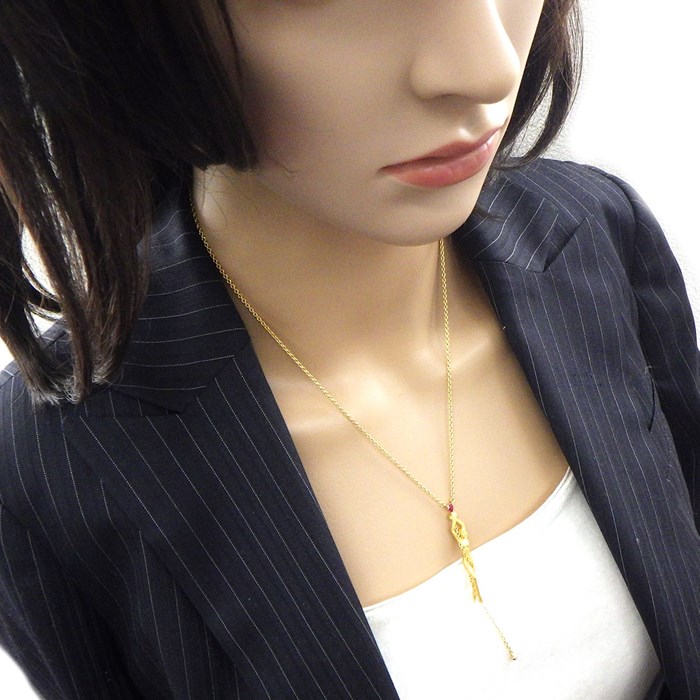 カレライカレラ Carrera y Carrera ネックレス サイレンス 女神モチーフ ルビー K18YG 【中古】