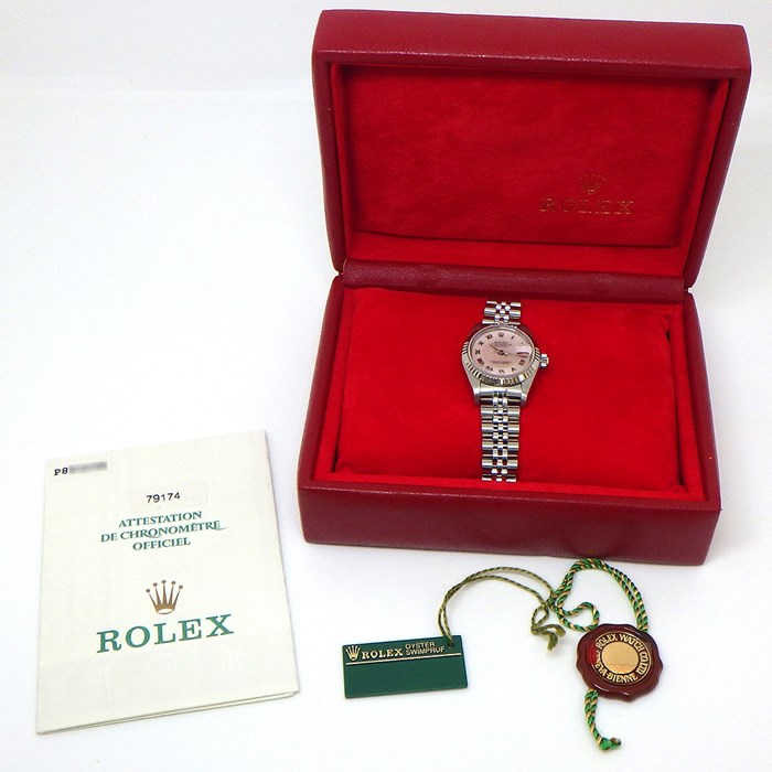 ロレックス Rolex 腕時計 デイトジャスト 26mm 79174NRD P番 2000年製 フルーテッドベゼル ピンクシェル ローマン文字盤 ジュビリーブレス SS K18WG 自動巻き 【中古】