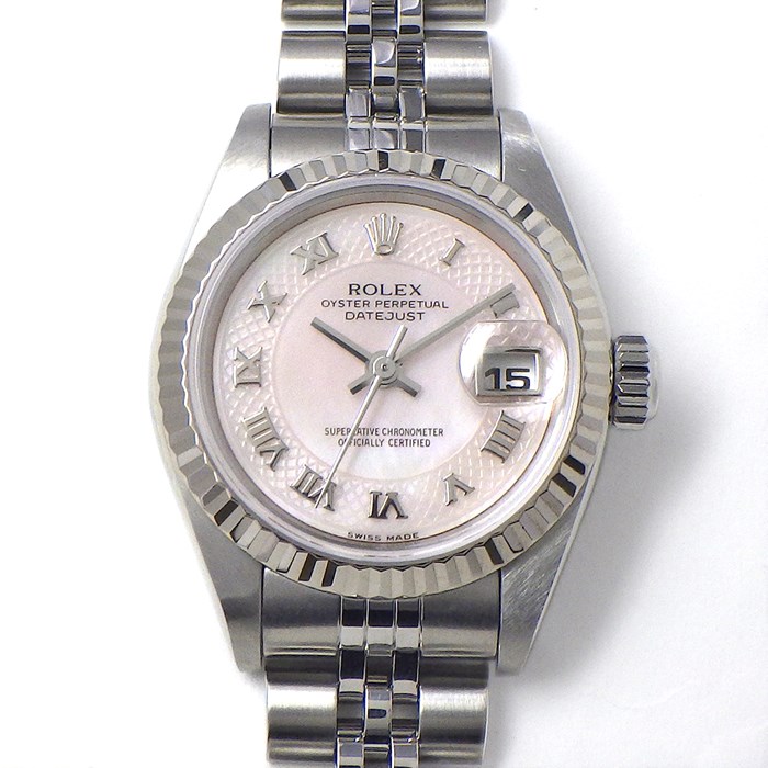 ロレックス Rolex 腕時計 デイトジャスト 26mm 79174NRD P番 2000年製 フルーテッドベゼル ピンクシェル ローマン文字盤 ジュビリーブレス SS K18WG 自動巻き 【中古】