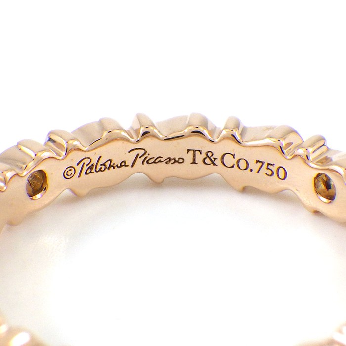 ティファニー Tiffany & Co. リング ラブ&キス XOXO ナロー 3ポイント ダイヤモンド K18PG 10.5号 【中古】