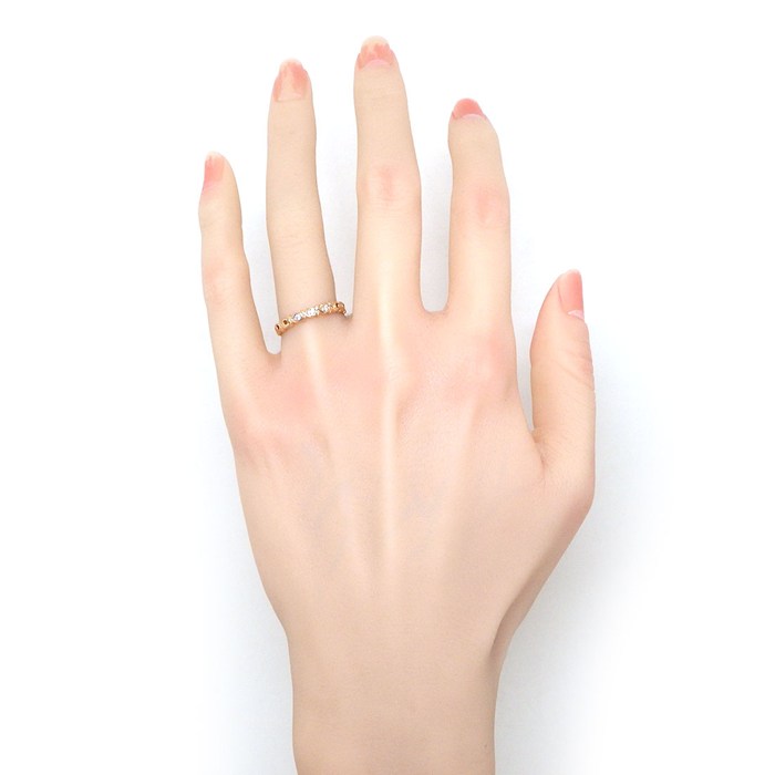 ティファニー Tiffany & Co. リング ラブ&キス XOXO ナロー 3ポイント ダイヤモンド K18PG 10.5号 【中古】