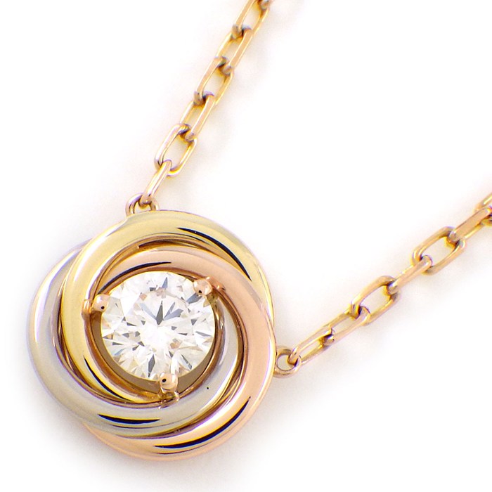 カルティエ Cartier ネックレス トリニティ スリーカラー 1ポイント ダイヤモンド K18PG K18WG K18YG 【中古】