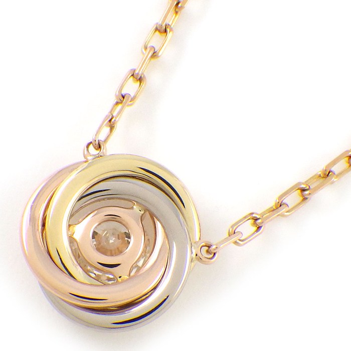 カルティエ Cartier ネックレス トリニティ スリーカラー 1ポイント ダイヤモンド K18PG K18WG K18YG 【中古】