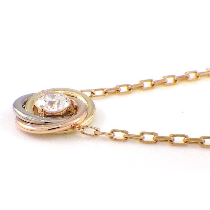 カルティエ Cartier ネックレス トリニティ スリーカラー 1ポイント ダイヤモンド K18PG K18WG K18YG 【中古】