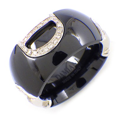 ダミアーニ DAMIANI リング Dアイコン ディーアイコン 20082214 パヴェ ダイヤモンド 0.19ct K18WG ブラック セラミック 黒 8.5号 【中古】