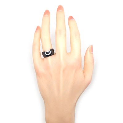 ダミアーニ DAMIANI リング Dアイコン ディーアイコン 20082214 パヴェ ダイヤモンド 0.19ct K18WG ブラック セラミック 黒 8.5号 【中古】