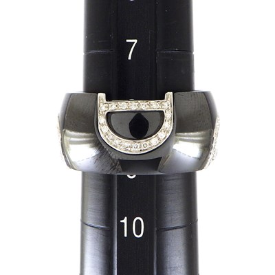 ダミアーニ DAMIANI リング Dアイコン ディーアイコン 20082214 パヴェ ダイヤモンド 0.19ct K18WG ブラック セラミック 黒 8.5号 【中古】