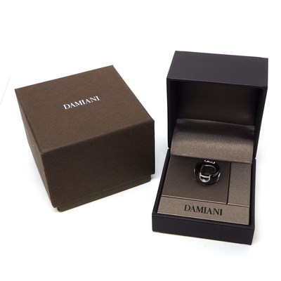 ダミアーニ DAMIANI リング Dアイコン ディーアイコン 20082214 パヴェ ダイヤモンド 0.19ct K18WG ブラック セラミック 黒 8.5号 【中古】