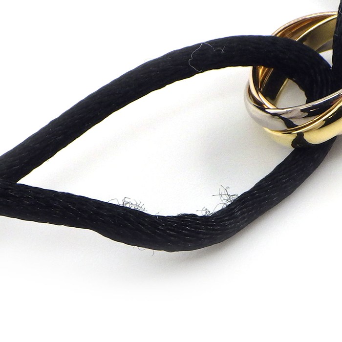 カルティエ Cartier ブレスレット トリニティ B6016700 オンライン限定 スリーカラー K18PG K18WG K18YG ブラック コットンコード 黒 【中古】