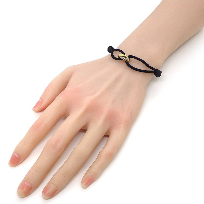 カルティエ Cartier ブレスレット トリニティ B6016700 オンライン限定 スリーカラー K18PG K18WG K18YG ブラック コットンコード 黒 【中古】