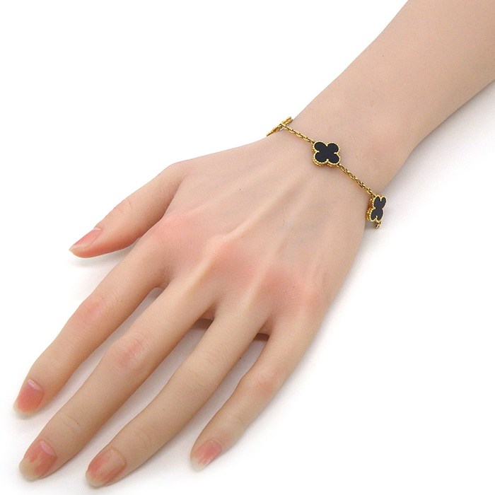 ヴァンクリーフ&アーペル Van Cleef & Arpels ブレスレット ヴィンテージアルハンブラ 5モチーフ VCARA41300 オニキス K18YG 【中古】