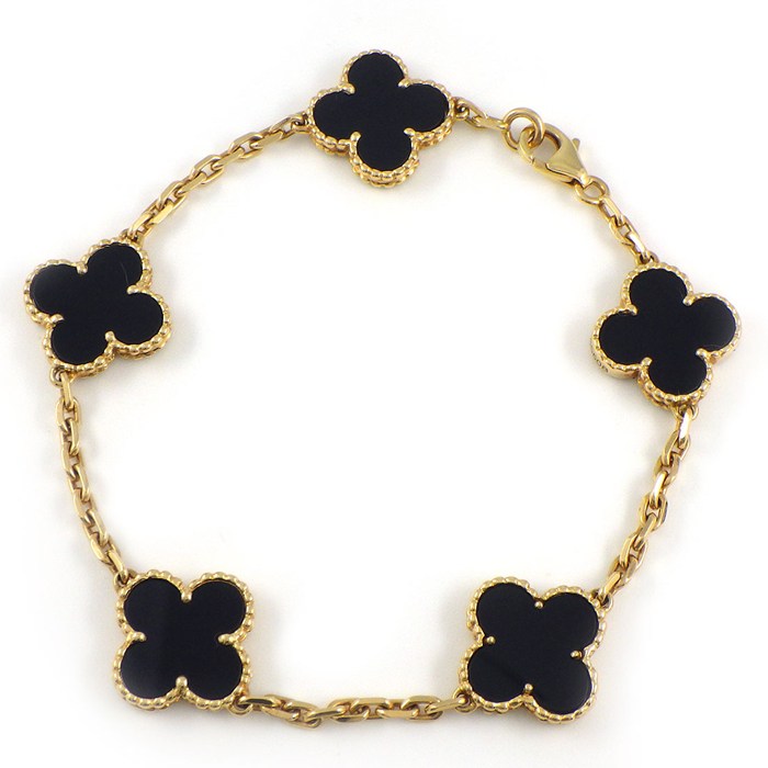 ヴァンクリーフ&アーペル Van Cleef & Arpels ブレスレット ヴィンテージアルハンブラ 5モチーフ VCARA41300 オニキス K18YG 【中古】