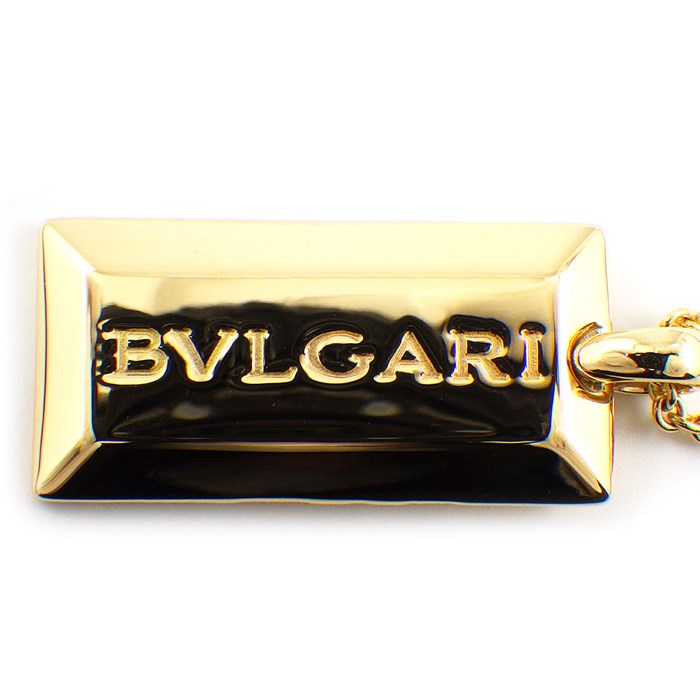 【ブルガリ BVLGARI】ネックレス インゴッド プレート ロゴ K18YG 