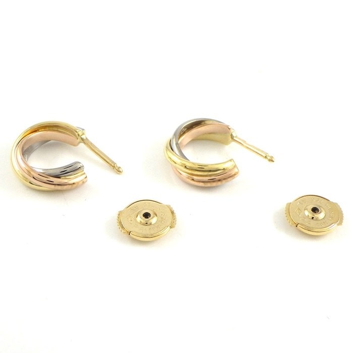 カルティエ Cartier ピアス トリニティ フープ スリーカラー K18PG K18WG K18YG 【中古】