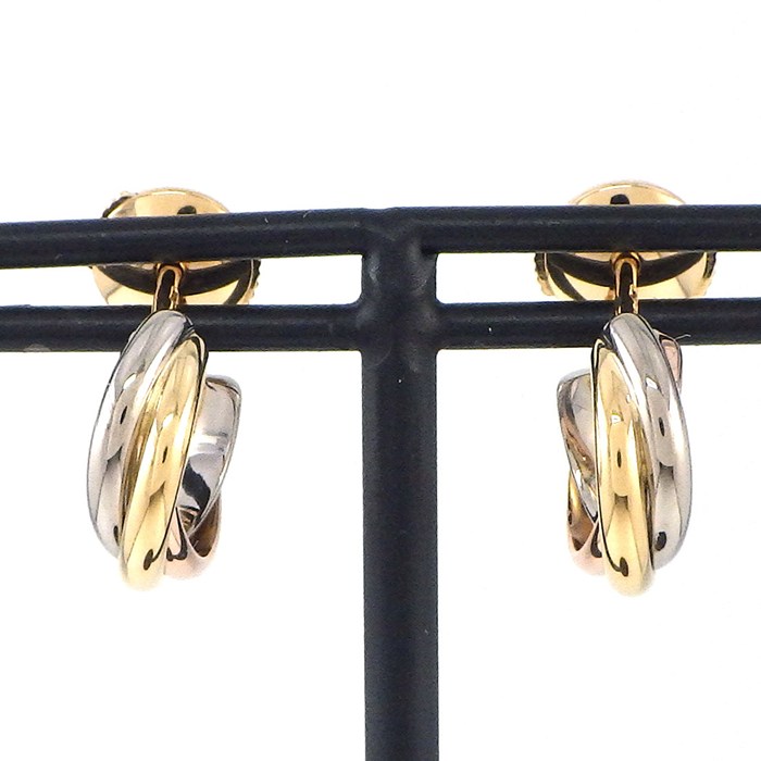 カルティエ Cartier ピアス トリニティ フープ スリーカラー K18PG K18WG K18YG 【中古】