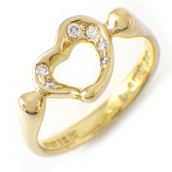 ティファニー Tiffany & Co. リング オープンハート ダイヤモンド K18YG 8.5号 【中古】