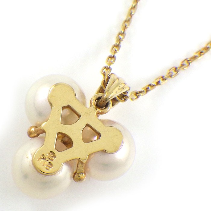 ミキモト MIKIMOTO ネックレス 3ポイント パール 7mm珠 1ポイント ダイヤモンド K18YG 【中古】