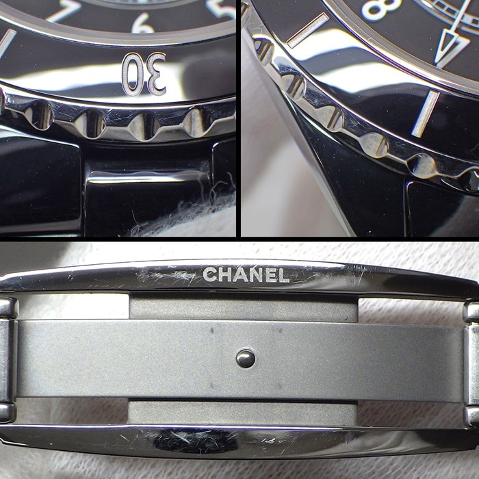 シャネル CHANEL 腕時計 J12 H5697 デイト 裏スケ 回転ベゼル ブラック文字盤 SS ブラック セラミック 自動巻き 【箱・保付き】 【中古】