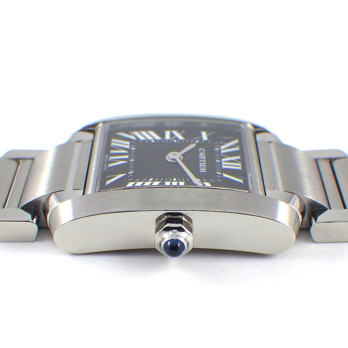 カルティエ Cartier 腕時計 タンク フランセーズ SM W51026Q3 ローマンインデックス スクエア ブラック文字盤 SS クオーツアナログ 【中古】