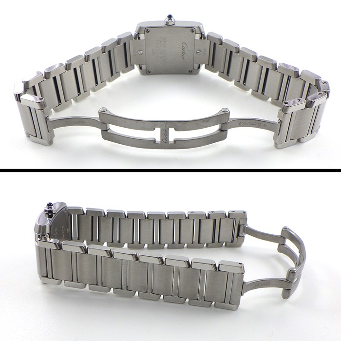 カルティエ Cartier 腕時計 タンク フランセーズ SM W51026Q3 ローマンインデックス スクエア ブラック文字盤 SS クオーツアナログ 【中古】