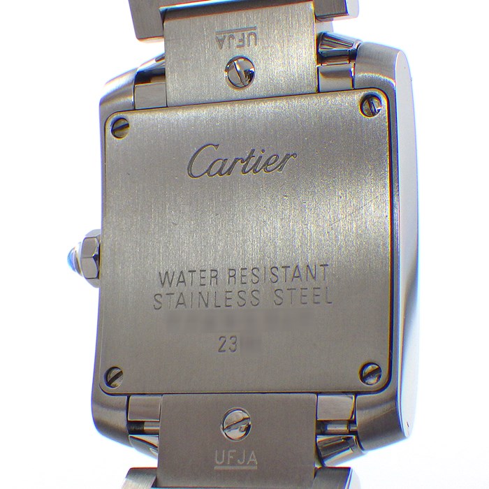 カルティエ Cartier 腕時計 タンク フランセーズ SM W51026Q3 ローマンインデックス スクエア ブラック文字盤 SS クオーツアナログ 【中古】