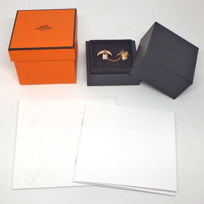 エルメス HERMES リング ケリークロシェット 2 トゥー フィンガー ダブルリング カデナ 錠 キー チェーン ハーフ ダイヤモンド 計0.75ct K18PG 12号/9.5号 / #52 【箱・保付き】 【中古】