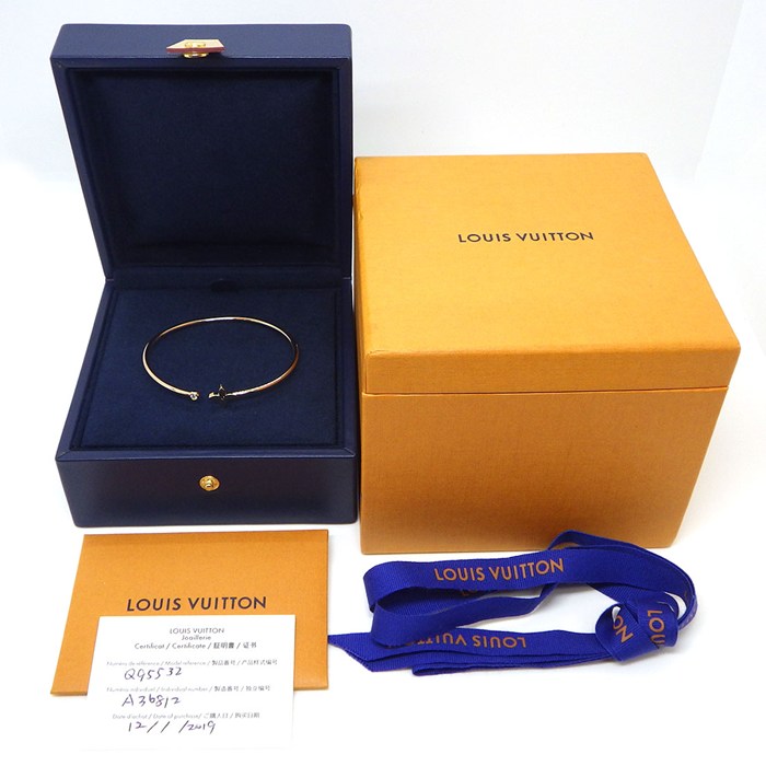 ルイ・ヴィトン LOUIS VUITTON バングル ツイスト ブロッサム Q95532 オープン モノグラム スター 1ポイント ダイヤモンド 0.06ct K18PG / #17.5 【箱・保付き】 【中古】