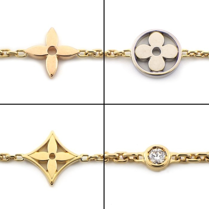 ルイ・ヴィトン LOUIS VUITTON ブレスレット モノグラム イディール Q95286 ブロッサム フラワー スター スリーカラー 2ポイント ダイヤモンド 計0.07ct K18PG K18WG K18YG 【中古】