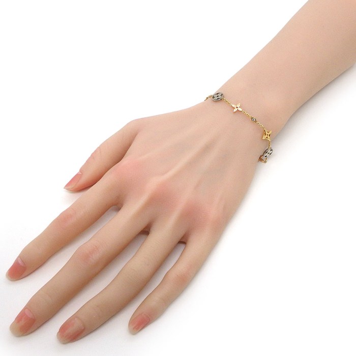 ルイ・ヴィトン LOUIS VUITTON ブレスレット モノグラム イディール Q95286 ブロッサム フラワー スター スリーカラー 2ポイント ダイヤモンド 計0.07ct K18PG K18WG K18YG 【中古】