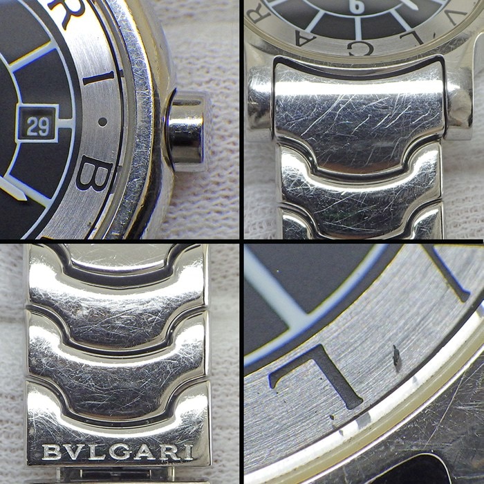 ブルガリ BVLGARI 腕時計 ソロテンポ ST29S デイト ブラック文字盤 SS クオーツアナログ 【中古】