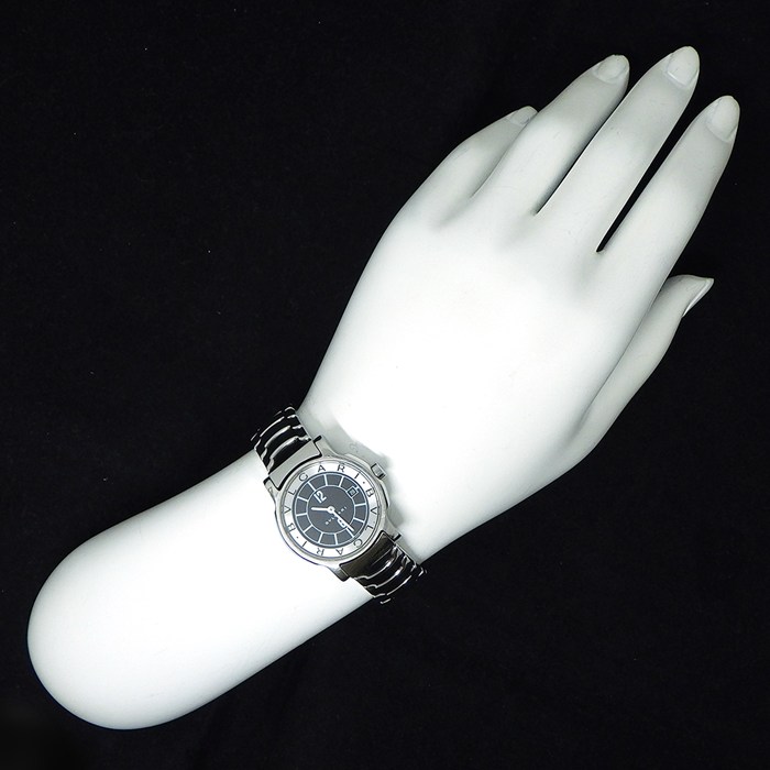 ブルガリ BVLGARI 腕時計 ソロテンポ ST29S デイト ブラック文字盤 SS クオーツアナログ 【中古】