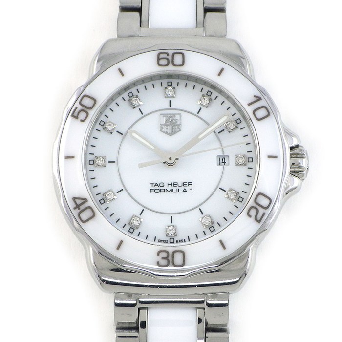 タグ・ホイヤー TAG Heuer 腕時計 フォーミュラ1 WAH1315.BA0868 12ポイント ダイヤインデックス デイト夜光針/インデックス ホワイト 文字盤 セラミック SS クオーツアナログ 【中古】
