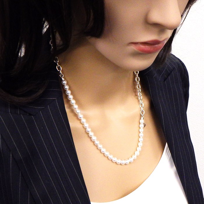 【ミキモト MIKIMOTO × コム デ ギャルソン COMME des GARCONS】 ネックレス Mチャーム アコヤ真珠 パール 6.0mm珠 SV