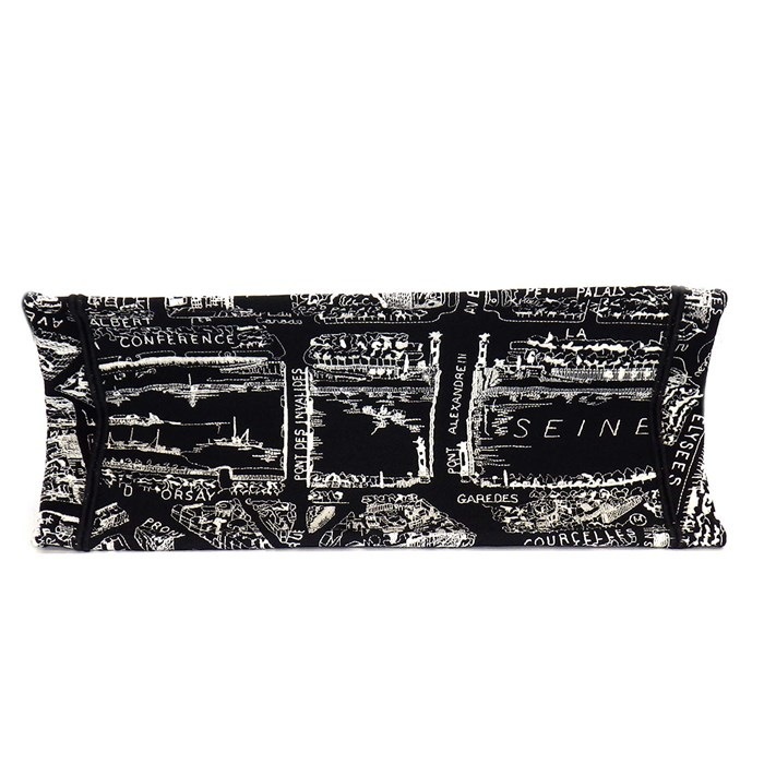 ディオール Dior トートバッグ ハンドバッグ ブックトート ミディアム M1296ZOMP_M46I ブラック ホワイト プラン ドゥ パリ エンブロイダリー (コットン) 【中古】