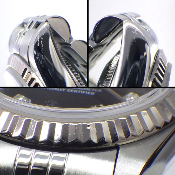 ロレックス Rolex 腕時計 デイトジャスト 79174G P番 2000年製 10ポイント ダイヤインデックス ブラック文字盤 デイト K18WG SS 自動巻き 【中古】